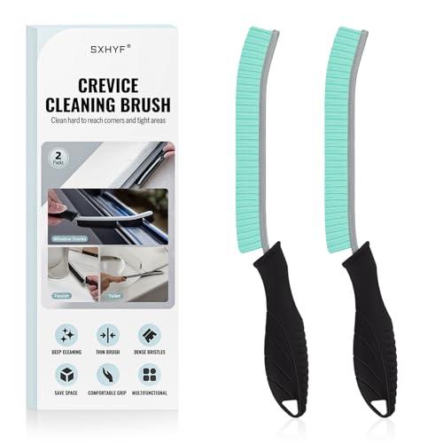 SXhyf Cleaning Brush - Hard Bristle Crevice Cleaning Brush, Multifunctional Gap Scrub Brush, Kitchen Essentials, Bathroom Cleaner Tools for Household Use, Home, Window, Toilet, Stove, Set of 2, 2 color (White, Green)