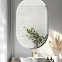 Frameless Oblong Wall Mirror: Decorative Oval Mirrored Glass Vanity with Beveled Silver Edge for Bathroom Bedroom Livingroom Dining Room Entryway Hallway, 32 x 20 inch