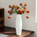 White Sculptural Ceramic Vase, Modern Irregular Shape Decorative Vase for Home Decor, Minimalist Artistic Tabletop Centerpiece for Living Room Bedroom Office