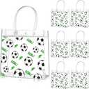 Aliceset 20 Pcs Soccer Clear Goodie Bag with Handles PVC Sport Theme Party Favor Bag Bulk for Team Gifts Birthday, 8x8x3.15''