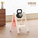 2 Step Ladder, 2 Step Stool for Adults, Folding Step Ladder with Secure Footing, Widened Pedal, Aesthetically Pleasing Looking, Blends Right into Domestic Rooms, Cream Chocolate