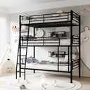 Bellemave Twin Triple Bunk Bed for 3, bunk Bed for 3 Person, 3 bunk beds for Kids/Adults/Teenagers, Black, Twin for 3