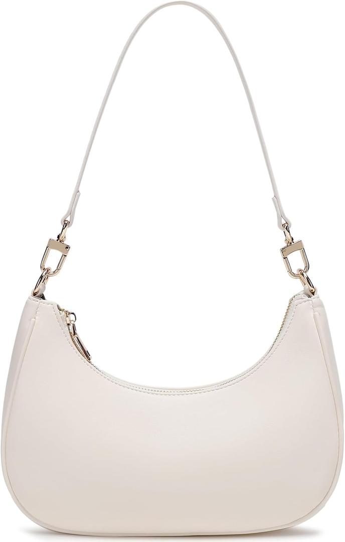 Women's Shoulder Bag Cute Hobo Purse Vintage with Zipper Pocket - Lightweight Underarm Clutch Purse for Daily Use (Beige)