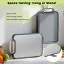 Titanium Cutting Board for Kitchen, Cutting Boards Non Toxic Double Sided Metal Pure Titanium and Wheat Straw PP Chopping Board Food Grade Easy to Clean Large Size 16"*10"*0.9"(Grey) (Gray)