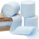 Blue Ribbon 1-1/2 Inch x 15 Yards Crinkle Fabric Cotton Ribbons for Gift Wrapping Wedding Invites Baby Shower DIY Crafts Home Decor