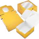 50 Pack Gold Bakery Boxes with Window 4x4x2.5 inches Pastry Boxes for Birthday Baby Shower Party