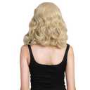 Rockabilly Vintage Wig Audrey Hepbum Short Bang Wig Long Finger Wavy Wigs for Women (Blonde)