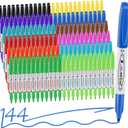 12 Colors Permanent Markers 144 Pack colored marker sets, Assorted Colors MarkerFine Point Permanent Markers Bulk, Fast Dry, Waterproof, work on Plastic, Glass, Metal, Wood and Stone