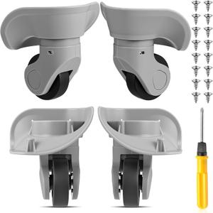 Silkfly 4 Pcs Luggage Wheels Replacement Travel Suitcase Caster Repair Kits with Screw Replacement Left and Right Wheels Mute Bearing Swivel for Luggage (Gray,Large)