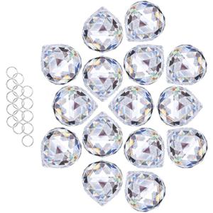 Crystalsuncatcher Clear Crystal Ball Prism Suncatcher Rainbow Maker Hanging Crystals Prisms for Windows, for Feng Shui, for Gift (30mm/1.18" 15 pack)