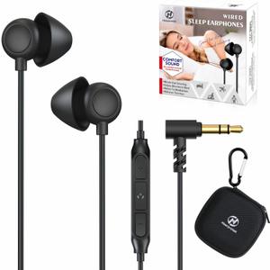 Hearprotek Sleep Earbuds, 2 Pairs Soft Comfortable in-Ear Earphones with Mic-Low Profile Noise Reduction Headphones for Sleeping on Side, Snoring, Yoga, Travel, Mediation & Relaxation (Standard)