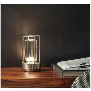 Portable Metal Table Lamp for Indoor/Outdoor ,Rechargeable Cordless LED Lamp, 3-Colour Infinitely Dimming Battery Powered Small Desk Lamp, Restaurant/Bedroom/Bar/Coffee Shop/Camping Light (Silver)