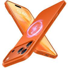 TORRAS Magnetic Slim Fit for iPhone 17 Pro Case 6.3 inch, UltraThin, Compatible with MagSafe, Lightweight Matte AntiScratch Hard PC Cover Phone Case for iPhone 17 Pro OriginFit, Glossy Orange