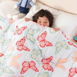 Sivio Weighted Blanket 3lbs, Butterfly Friends Small Cooling Heavy Blankets, Washable Breathable Weighted Throw Blanket for Sleep, 36"x48"-3lb, White