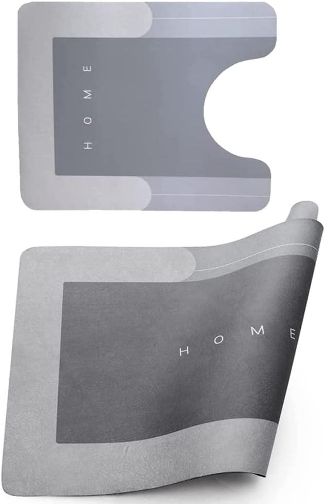 Super Absorbent Floor Mat, Napa Skin Quick-Dry Kitchen Mat Non-Slip Soft Super Absorbent Bathroom Carpets Kitchen Entrance Door Mats Home Floor Mat (Square Grey,17.7"x59")