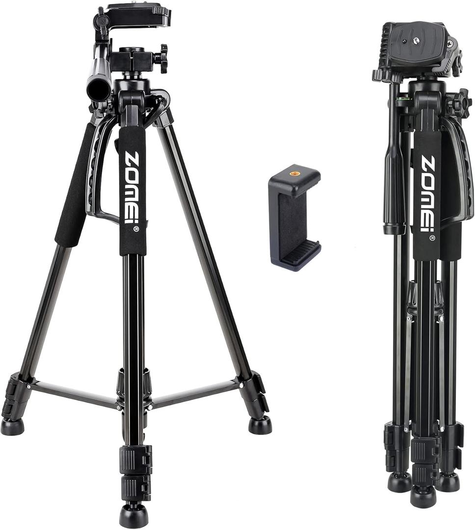 61 Camera Tripod,Cell Phone Tripod Stand with Travel Bag and Phone Holder, Professional Travel DSLR Tripods Compatible with Cameras, Cell Phones, Projectors, Webcams, Spotting Scopes
