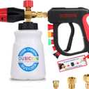 DUSICHIN Foam Cannon Short Pressure Washer Gun 1/4 Inch Quick Connector,Car Wash Foam Gun with 5 Pressure Washer Nozzle Tips 3/8'' Swivel Quick Connector,Additional Orifice Nozzle 1.04mm Car Washing