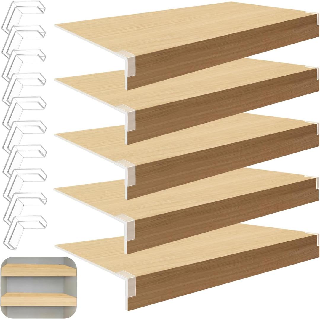 5 Pcs Wire Rack Covers, 22x16x2.5 in PVC Wire Shelf Cover for Pantry, Removable Closet Decoration Shelf Liners (Not Wood) for Kitchen Bathroom Office Shelving, Durable Shelves Easy Install