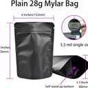 100 Pack Mylar Bag 28 Gram,5.5 Mil Thickness Smell Proof Bag,Stand-up Packaging Pouch,Resealable Foil Food Storage Baggies Safe Material,6x9.3 Inches,Matte Black