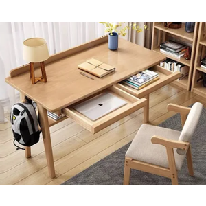 Solid Wood Study Table with Drawer - Nordic Style for Home Office, Easy Assembly, Durable Desktop