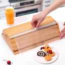 Summidate 3 in 1 Wrap Organizer with Cutter for Aluminum Foil, Plastic Wrap and Wax paper,Trapezoidal Design Bamboo Wrap Dispenser,Idea for Kitchen Organization and Storage -Fits 12" Rolls