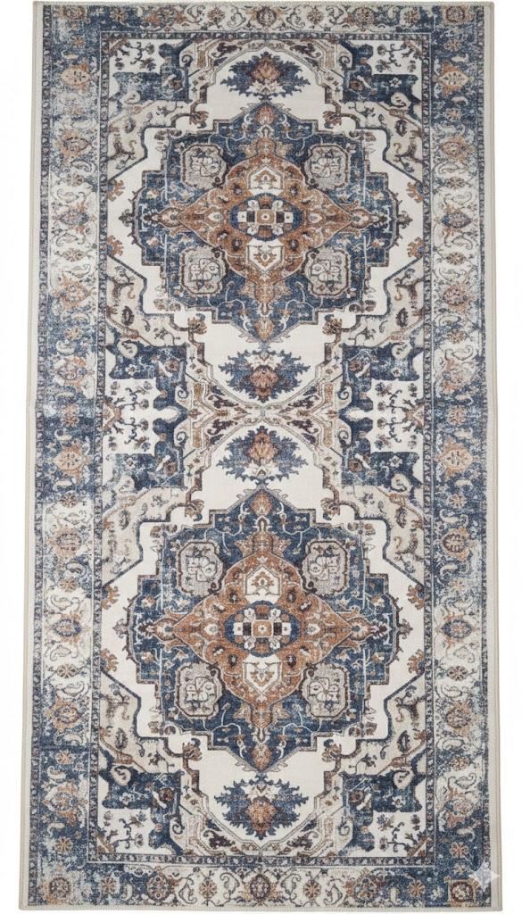 Hallway Washable Runner Rug - 4x2 Kitchen Rugs Entryway Rug Runner Vintage Soft Floor Mat Non Slip Indoor Farmhouse Carpet for Bathroom Living Room Bedroom (4x2 Brick)