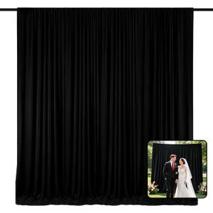 2 Panels Black Backdrop Curtain, 10 x 7 Feet Polyester Background Curtains for Parties, Weddings, Baby Showers, Halloween, Christmas, Birthday Party Photoshoot Backdrop Curtains Decorations