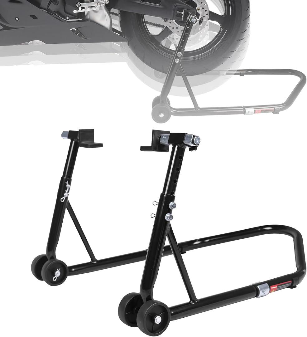 Motorcycle Stand, 850LB Adjustable Sport Bike Rear L Black | 5 Height Settings, Fits BMW Yamaha Honda Kawasaki Suzuki, Adjustable Width, Stable Support for Moto Maintenance Repair
