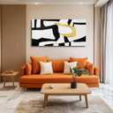 NBAODAN Black and White Wall Art Abstract Wall Decor Geometric Canvas Poster Large Wall Painting 24"x48" Gold Pictures for Office Dining Room Bedroom