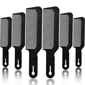 6 Pack Heat Resistant Hair Cutting Combs, 9 Inch Flat Top Combs for Clipper Cuts and Flattops (Black) (Black)