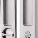 NCL Sliding Door Handle for Bath, Satin Nickel Barn Door Flush Handle, Privacy Pocket Door Lock