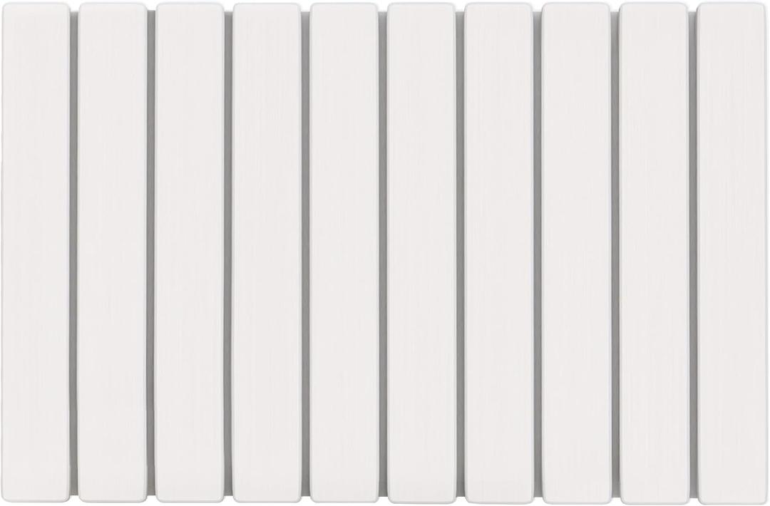 Foldable Stone Bath Mat 60x39cm | Quick-Dry Diatomaceous Earth Bath Rug with PVC Anti-Slip Base | Bathroom, Kitchen, Pet-Friendly Water Absorbent Mat (White)