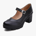 DADAWEN Women's Chunky Low Block Heels Mary Jane Closed Toe Work Pumps Comfortable Round Toe Oxfords Dress Wedding Shoes 34 size