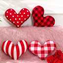 Menkxi 4 Pieces Heart Shaped Valentine's Day Pillows Vintage Soft Throw Pillows Valentine's Day Gift for Mom Sister, 12 x 11 Inch