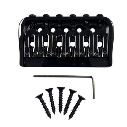 OVSAL 6 String Guitar Fixed Bridge 10.5mm Zinc Alloy Saddle Baseplate Electric Guitar Hardtail Bridge Compatible with Telecaster Tele Strat Style Electric Guitar Replacement Parts Vacuum Black