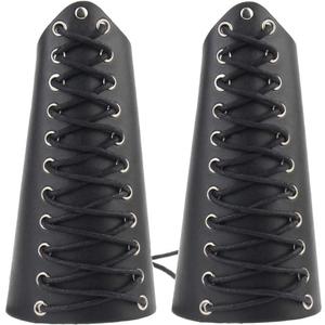 AZORA Leather Gauntlet Wristband Medieval Bracers Wrist Band Buckle Wide Bracer Arm Armor Cuff, 2 Pcs