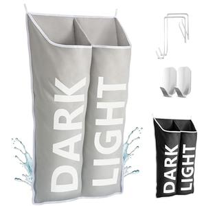 DONAQ Hanging Laundry Hamper Bag XL 40x22", Space Saving over the Door Storage Bags, Behind the Door Hampers for Dirty Clothes & Wall Mounted Basket for Bathroom, Organizer for Small Room Spaces RV