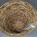 Boho Wicker Trash Can with Lid,Waterproof Bathroom Trash Can Hand Woven Wicker Waste Baskets for Kitchen Office Bedroom (1.3Gallons, Seagrass)