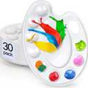 Hulameda Update 30pcs Paint Tray Palettes,Plastic Paint Tray Palette,Paint Palettes,Paint Pallets with 9 Wells for Adults & Kids, or Painting or DIY Craft Class,White