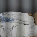 SLEEPBELLA Comforter King Size, 600 Thread Count Cotton Brown Branches and Blue Flowers Off-White Comforter Sets, Down Alternative Bedding Set 3Pcs(King, Off-White Botanical)