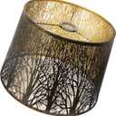 Lampshade Large Drum Lamp Shade 12" Top x 14" Bottom x 10" High (UNO Fitter) Metal Lamp Shades Antique Bronze and Gold Lampshades Replacement for Table Lamps and Floor Lamp Art Etched
