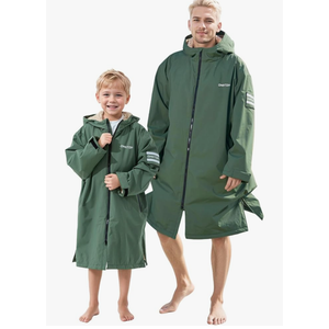 Owntop Swim Parka Kids Adult | Waterproof & Sherpa Lining | Velcro Arm Patch | Oversized Hooded Surf Poncho Changing Robe, Size XL