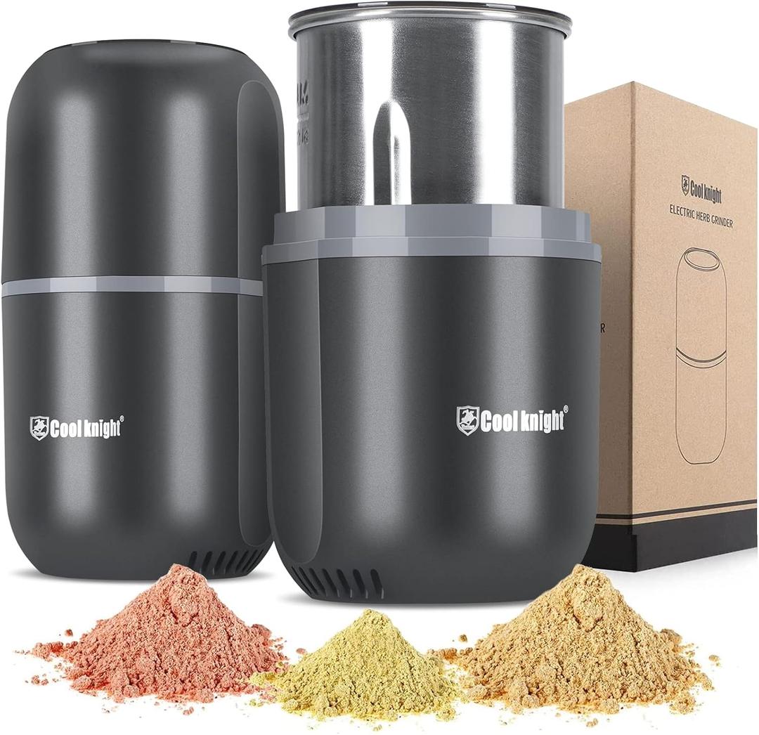 COOL KNIGHT Electric Herb Grinder [Large Capacity/High Rotating Speed] - Electric Grinder for Spices and Herbs (Grey 2)