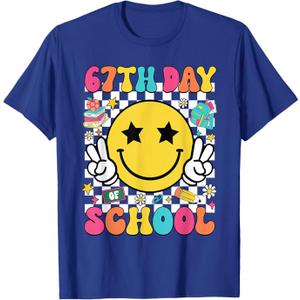 67th Day of School Shirt 67 Days Smarter Teacher Boy Girls T-Shirt, Size Large