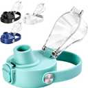 XACIOA Lid for Hydro Flask Wide Mouth, Replacement Lid for Hydroflask 12-64 oz Wide Mouth Bottles, Flip Top for Iron Flask Wide Mouth Bottles with Button Lock & Soft Handle (Blue)