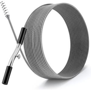 50 ft Drain Auger Plumbing Snake for Heavy Deep Blockages 1/4" Diameter Flexible Plumbing Cables Drain Snake for Kitchen Bathroom Shower Sink Cleaning Drainage Clogs