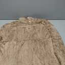BLENCOT Women Fashion Button Down Collar Textured Shearling Long Sleeve Plain Cable Casual Fuzzy Fleece Ladies Sweatshirts Pullovers Shirts Tops Khaki, 2XL