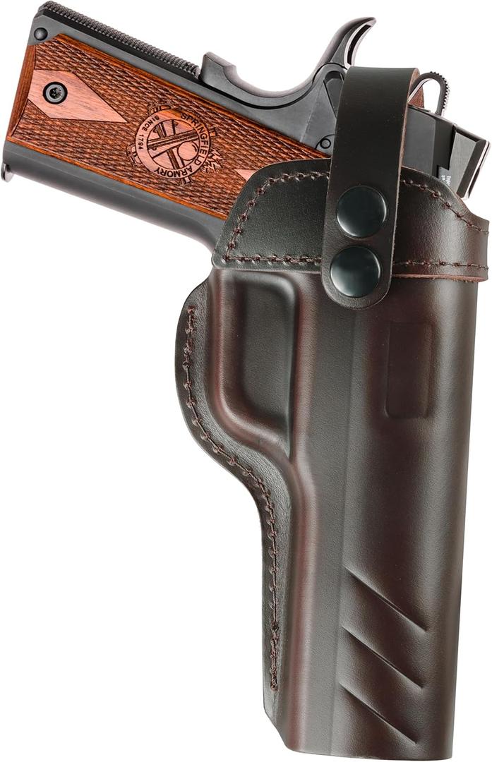 OWB 1911 Holster - Top Grain Leather for Most 1911 Style | Compatible with Colt, Kimber, Springfield, Tisas & More | Fits 4" & 5" Barrels