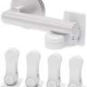 Inaya Child Proof Door Lever Lock (4-Pack) - Door Handle Lock - 3M Adhesive - Minimalist Design - No Drilling Child Safety Door Handle Locks (One Side)