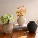 Ceramic Flower Vase Home Decor, Farmhouse Rustic Vintage Decorative Vases, Pottery Boho Flowers Vases for Dining Table, Living Room, Shelf, Kitchen, Bedroom (6.2"-Terracotta)